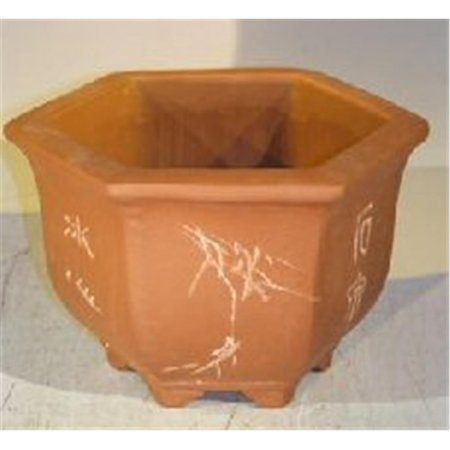 PAISAJE Unglazed Bonsai Pot with Etching & Raised Feet PA2529849